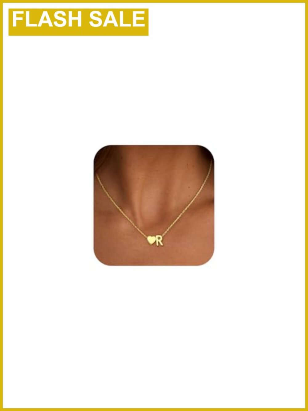 18K Gold Plated Heart Initial Necklace Women 18"+2" Extender Lobster Clasp